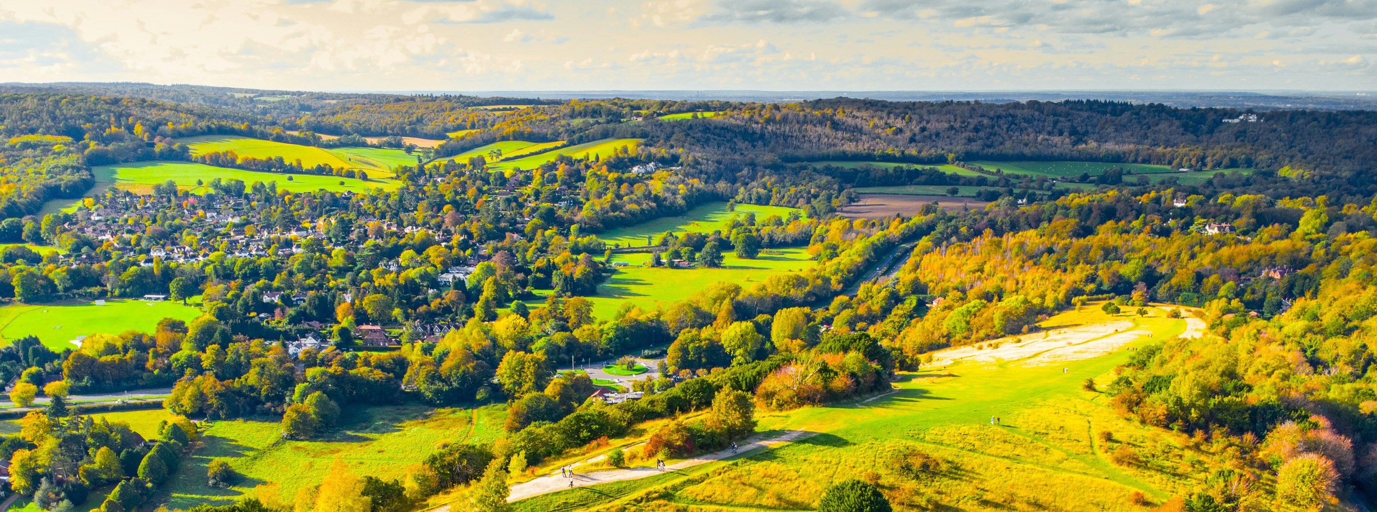 Aerial view of English countryside and towns Photo by Benjamin Cheng on Unsplash 