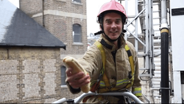 Fireman smiling