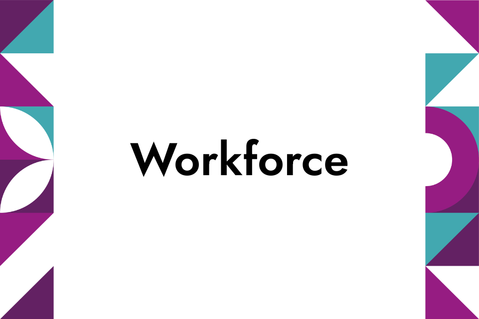 Workforce in bold black text
