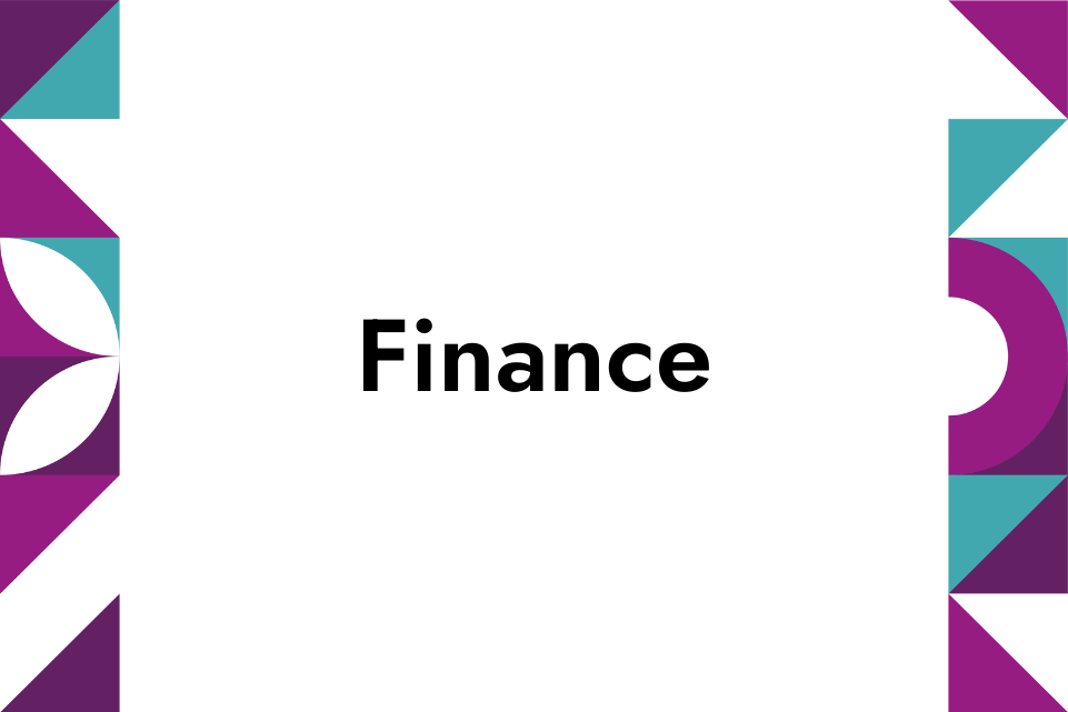 Finance in bold black text